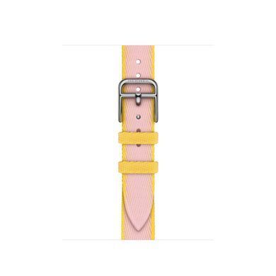 Ремешок Apple Watch Hermès - 42mm Rose Sakura/Jaune de Naples Twill Jump Attelage Single Tour (MDFN4)