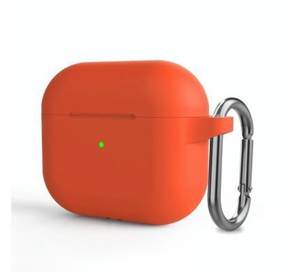 Оранжевый силиконовый чехол с карабином для AirPods 3