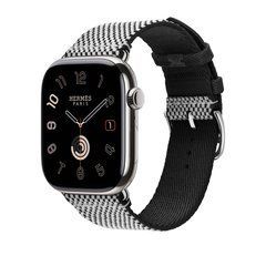 Ремінець Apple Watch Hermès - 46mm Noir/Écru Toile H Single Tour (MDFL4)