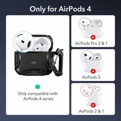 Чохол ESR Cyber Tough Case (HaloLock) with MagSafe для AirPods 4 - Чорний