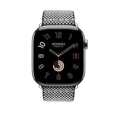 Ремінець Apple Watch Hermès - 46mm Noir/Écru Toile H Single Tour (MDFL4)