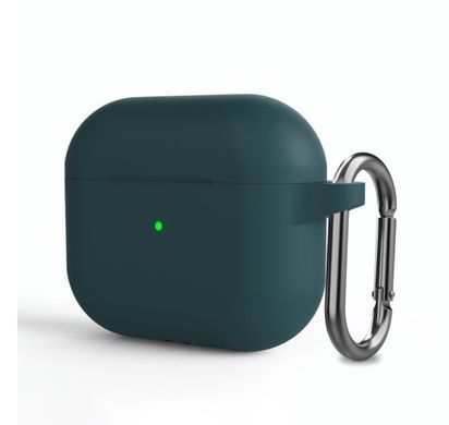 Темно-зелений силіконовий чохол з карабіном для AirPods 3