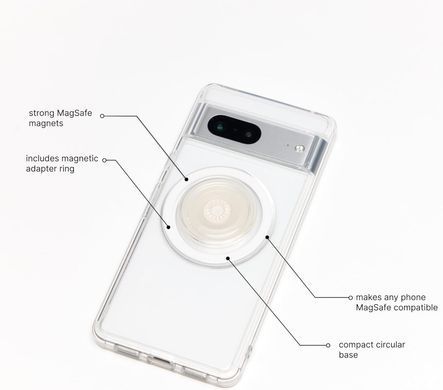 Тримач для телефону PopSockets Phone Grip Compatible with MagSafe - Clear