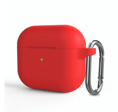 Красный силиконовый чехол с карабином для AirPods 3
