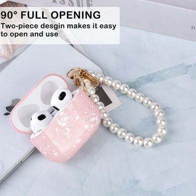 Чохол силіконовий зі шнурком з перлин для AirPods 3 - Рожевий