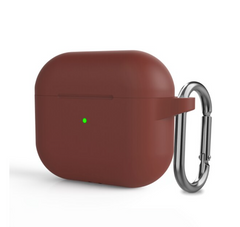 Бордовый силиконовый чехол с карабином для AirPods 3