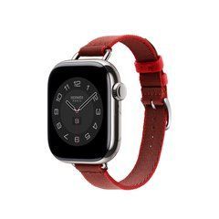 Ремінець Apple Watch Hermès - 42mm Rouge Grenat/Vermillon Twill Jump Attelage Single Tour (MXJF3)