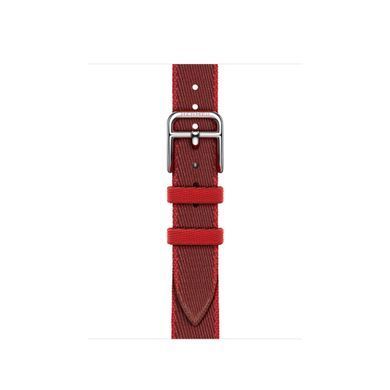 Ремінець Apple Watch Hermès - 42mm Rouge Grenat/Vermillon Twill Jump Attelage Single Tour (MXJF3)
