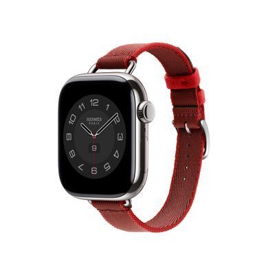 Ремінець Apple Watch Hermès - 42mm Rouge Grenat/Vermillon Twill Jump Attelage Single Tour (MXJF3)
