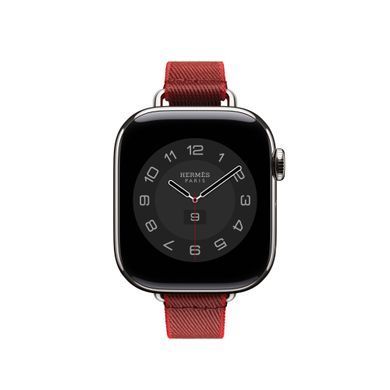 Ремінець Apple Watch Hermès - 42mm Rouge Grenat/Vermillon Twill Jump Attelage Single Tour (MXJF3)