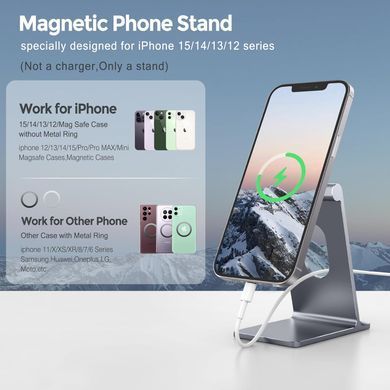 Подставка алюминиевая с магнитом MagSafe (new design) для iPhone - Серый космос