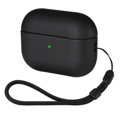 Черный полиуретановый чехол со шнурком для AirPods Pro 2