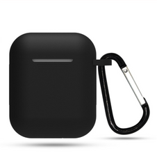 Чехол силиконовый с карабином для AirPods 1 / 2 - Черный