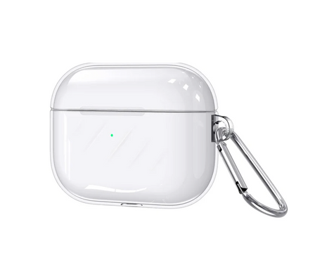 Чохол прозорий поліуретановий з карабіном для AirPods Pro 1 - Білий