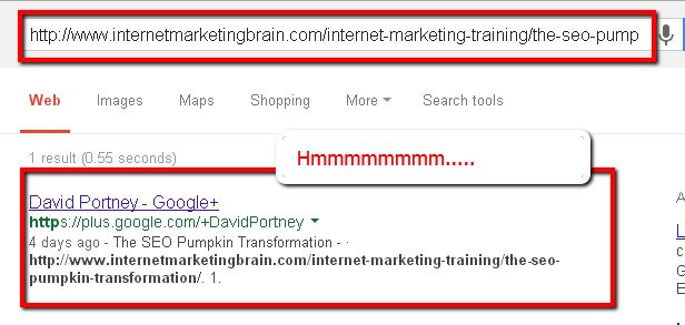 Screencap of pumpkin SEO experiment Fourth