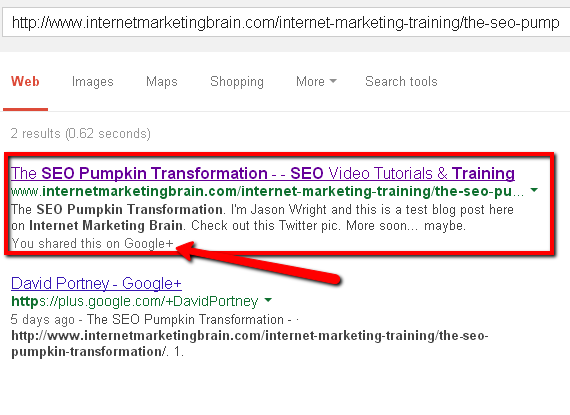 Screencap of pumpkin SEO experiment sixth