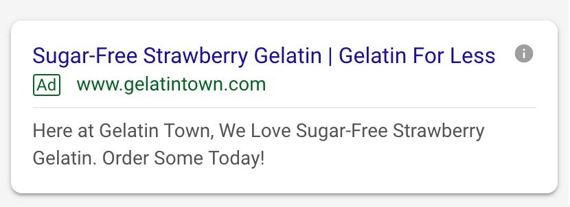 Example of improved ad relevance for an online gelatin retailer