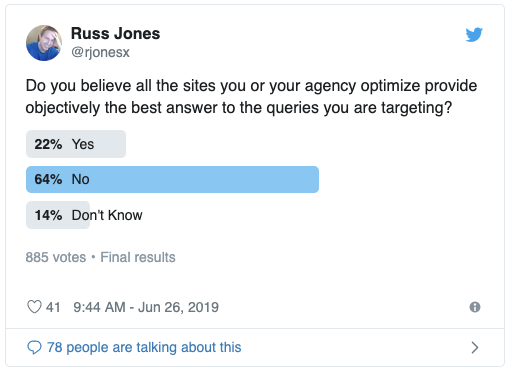 Screenshot of Twitter Poll from Russ Jones