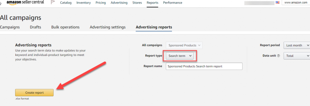 Explanation on how to create a search term report 