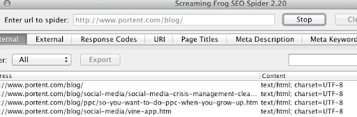 Screenshot showing Screaming Frog folder set up