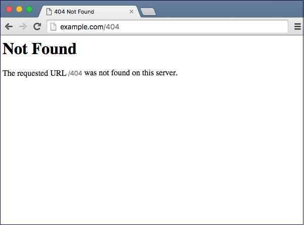 In this generic 404 error example, the copy simply reads that "the requested URL was not found on this server."