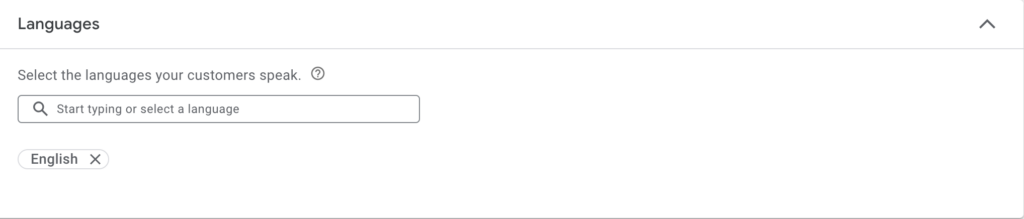 Google Ads Campaign Settings: Languages